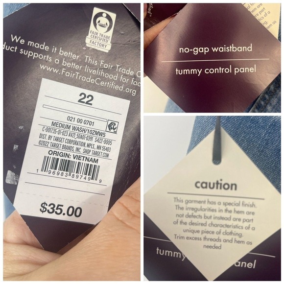 NEW Ava & Viv Women's Blue Jeans Size 22 High-Rise Flare Raw Hem Distressed - Picture 5 of 14